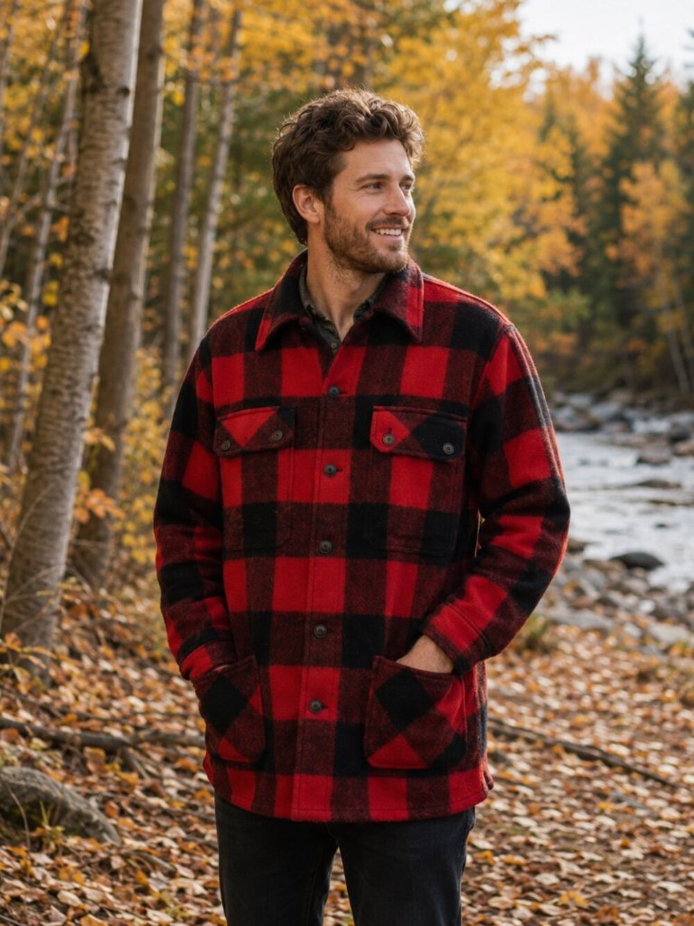 Vintage 1950s Brent Buffalo Plaid Wool Mackinaw Jacket